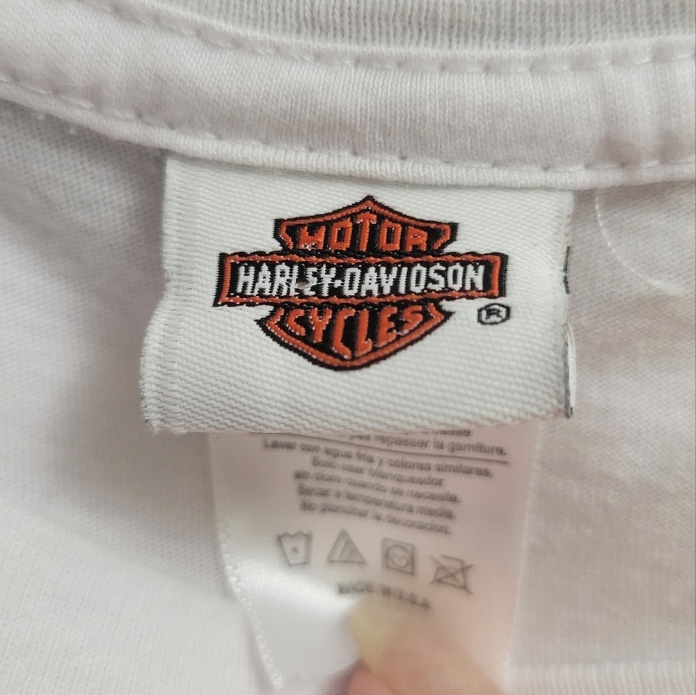 Harley-Davidson White Tee with American Flag Graphic – Size XL - Picture 3 of 5